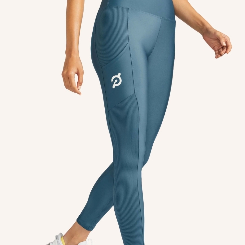 Peloton Women's Leggings Show Up Pocket Torquoise Workout Size Small